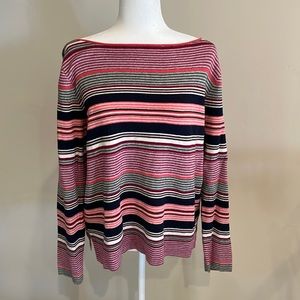 GAP | Striped Boatneck Pullover Sweater in ‘Very Berry’, Sz XL
